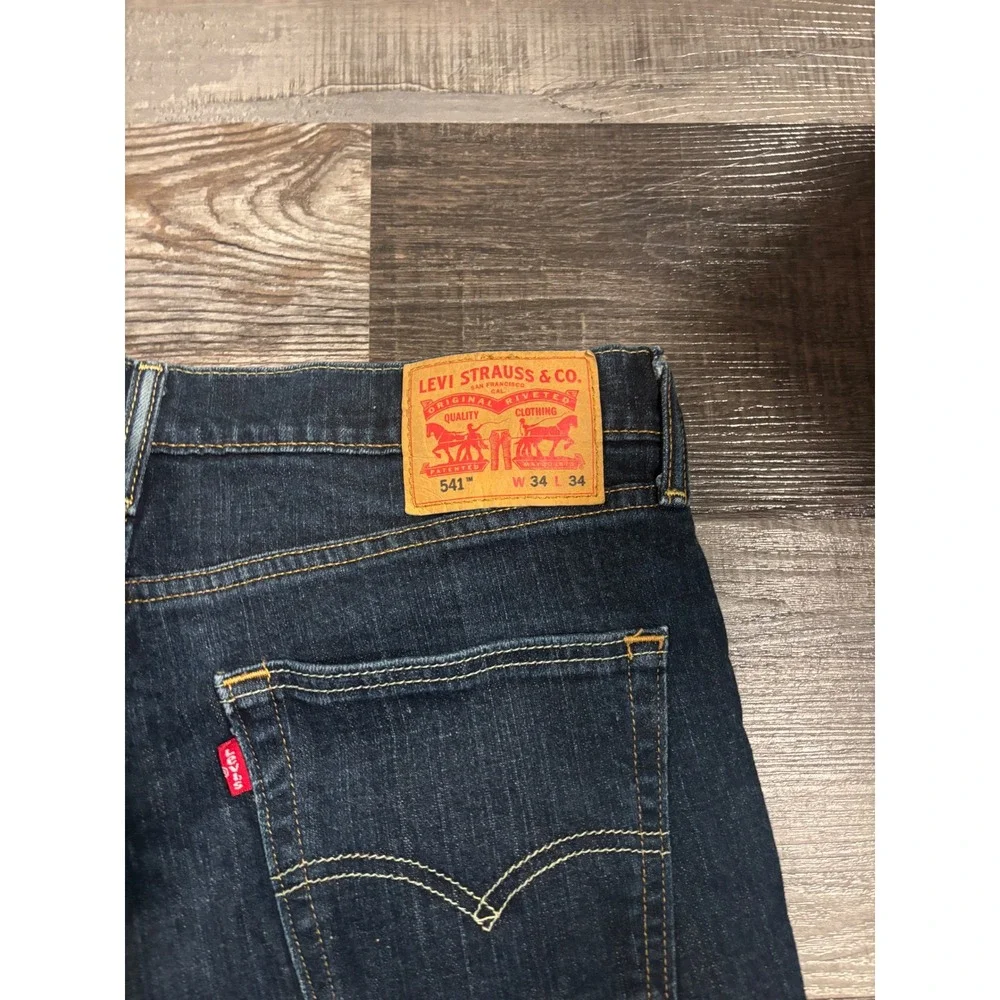 Levis 541 Athletic Taper Jeans Mens 34x34 Dark Wash Indigo Denim 18181-0025